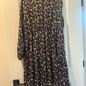 SHEIN Curve Black and Pink Floral Dress
